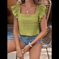thumbnail image 4 of Top de Corta con Volantes y Cuello Cuadrado para Mujer, Color Oliva, Talla XXL, 4 of 8