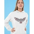 thumbnail image 2 of Flying Owl With Pattern Hoodie Women -Image by Shutterstock, Female Small, 2 of 4