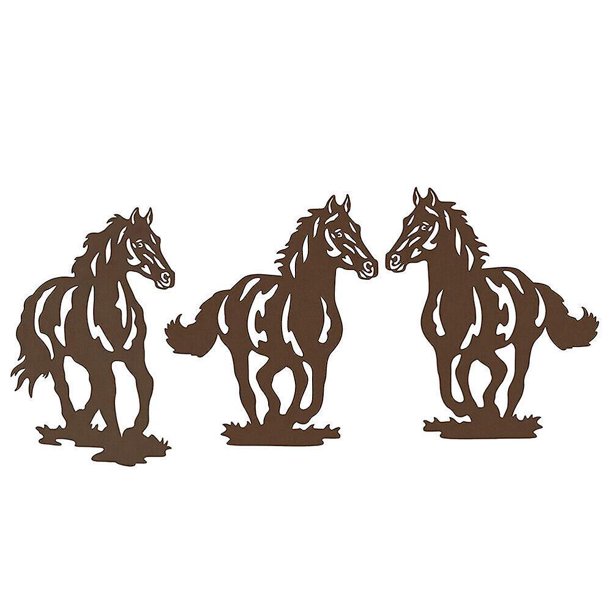 Decoración De Arte De Pared De Caballo De Metal, Juego De 3 Decoración De Caballo Occidental Concisa Rústica Colgante Para Sala De Estar Dormitorio Baño Interior Al Aire Libre, Pared De Rega