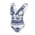 thumbnail image 4 of Yiaed Sea Underwater Animals1 Print Women's Ruffled One Piece Swimsuit V Neck Swimwear Slimming Monokini for Woman-XX-Large, 4 of 8
