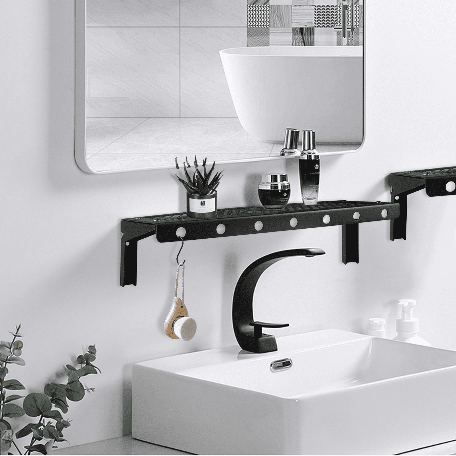 Sedesbon 10” x 24” Black Floating Shelves 2-Tier Modern Industrial Finish (2 Count)