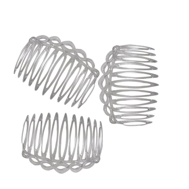 Qarigey 10x peines laterales para el cabello, peine tenedor de plástico con puntiagudos, herramientas de estilismo de joyería, Cuidado del cabello Blanco claro