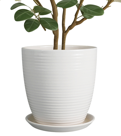 Ordivic 10 Inch White Ceramic Planter with Saucer