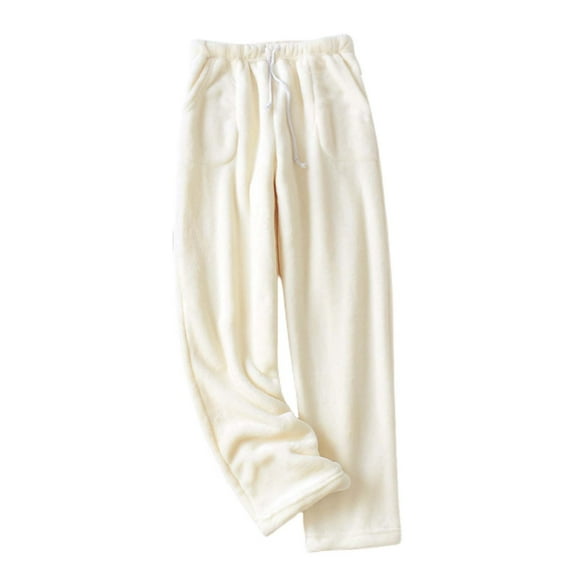 EDFBUYKRS Female Women Pants Casual Cargo Pants Womens Work Women's Cozy Flannel Straight Leg Pants Plus Size Warm Sleepwear for Autumn Winter M