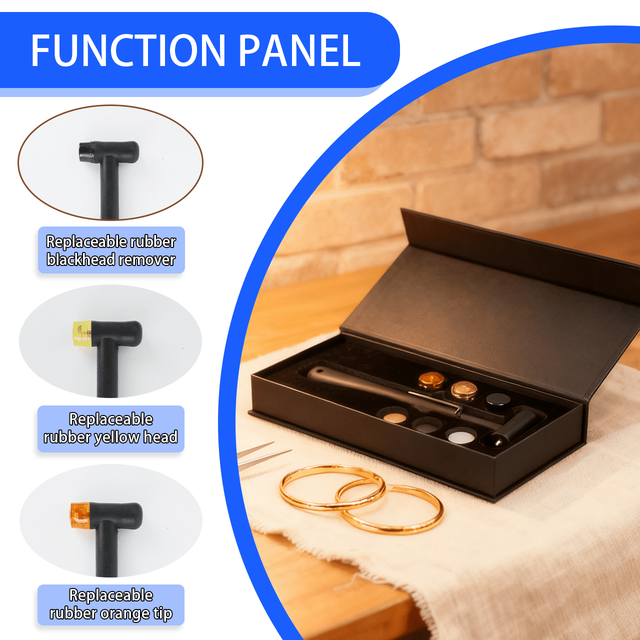 Hard Plastic Rubber Hammer Set (Hammer and 6 Replacement Heads) Suitable for Jewelry, Leather Crafts, Woodworking, and Flooring Installation