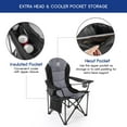 thumbnail image 6 of Coastrail Outdoor Camping Chair Oversized Padded Folding Quad Arm Chairs with Lumbar Back Support, Cooler Bag, Cup Holder & Side Pocket, Extra Head Pocket, Supports 400 lbs,Black, 6 of 7
