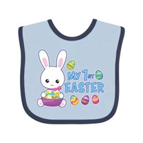 Inktastic My 1st Easter with Bunny and Easter Basket Boys Baby Bib