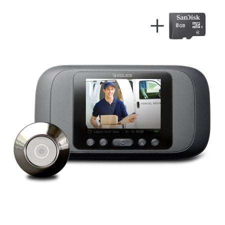 Video Security Door (Eques Digital Door Viewer - LCD Security Camera Monitor Video Record Photo Shooting - FREE 8GB micro SD card)