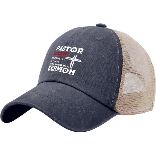 Pastor Gift Pastor Warning Anything You say Trucker Hat Men Trendy Mesh Baseball Cap for Summer