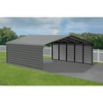 thumbnail image 3 of Arrow 24 x 20 x 9 ft Charcoal Steel Carport With 2 Side Wall Kit, 3 of 15