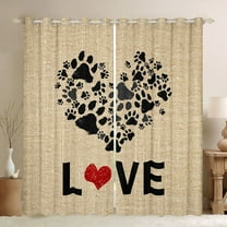 Feelyou Couple Valentines Day Curtains Pack of 2 (42x84 Each), Cartoon Love Heart Curtains Blackout, Romantic Anniversary Bedroom Curtains, Blackout Curtains Bedroom Decor