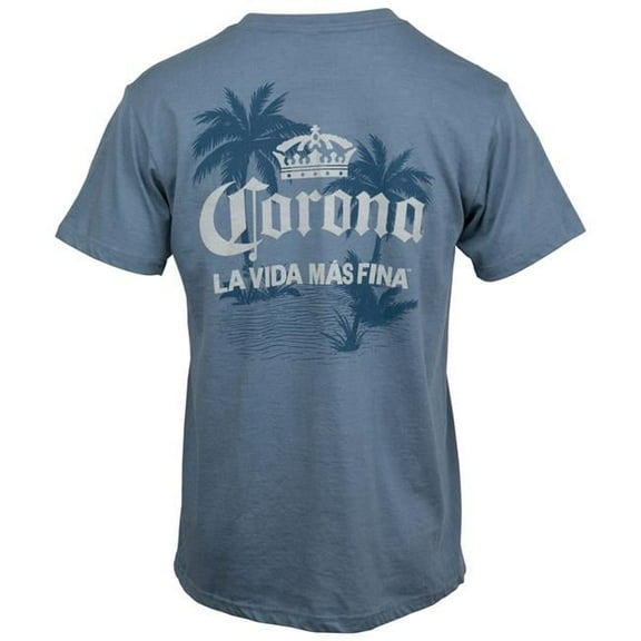 La Vida Mas Fina Palm Trees Front & Back Print T-Shirt, Blue - Extra Large