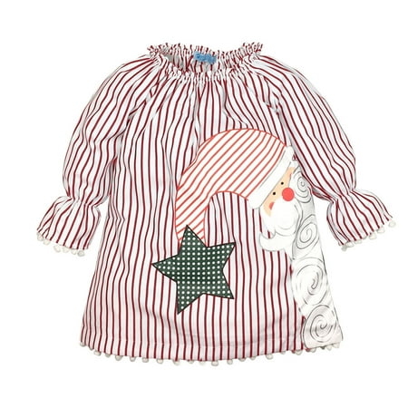 

nsendm Hummingbird Dress for Girls Clothes Striped Christmas Dress Santa Princess Kids Girls Baby Toddler Toddler Girls Dress Dress Red 3-4 Years
