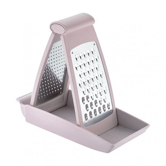 Sofram 18/10 Stainless Steel Grater with Container Vegetable Chopper Shredder for Cheese, 2 Blades, Pink