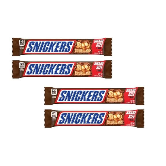 Radyan Snickers Chocolate Candy - Milk Peanuts Caramel Nougat - 4 Pack, 3.29 oz