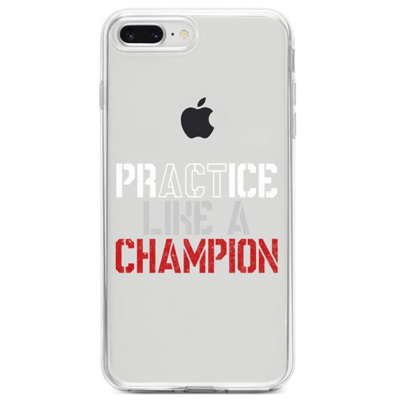 DistinctInk Clear Shockproof Hybrid Case for iPhone 7 PLUS / 8 PLUS (5.5" Screen) TPU Bumper Acrylic Back Tempered Glass Screen Protector - Practice Like a Champion