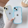 thumbnail image 2 of Solid Color Curly Wave Frame Clear Soft Compatible with iPhone Case (Yellow,iPhone 12 Pro), 2 of 8