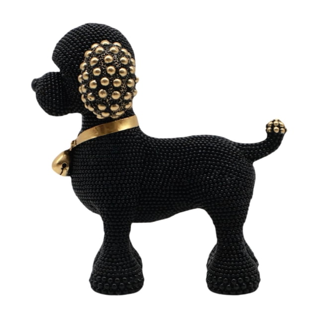 Estatua de resina con cuentas de perro para escritorio, mesa de comedor, centro de mesa, adorno de cachorro Negro