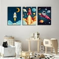 thumbnail image 2 of 3Pcs Astronaut Wall Art Space Wall Art Toddler Boy Wall Decor Kids Room Wall Decor Boys Room Poster Prints Nursery Canvas Pictures Rocket Astronaut Painting Pictures, 2 of 6