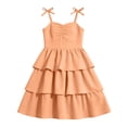thumbnail image 4 of mgoYE Girls Spaghetti Strap Ruffled Swing Dress for Teen Tween Formal Prom Back to School Homecoming Dance Casual(Orange,5-6 Years), 4 of 5