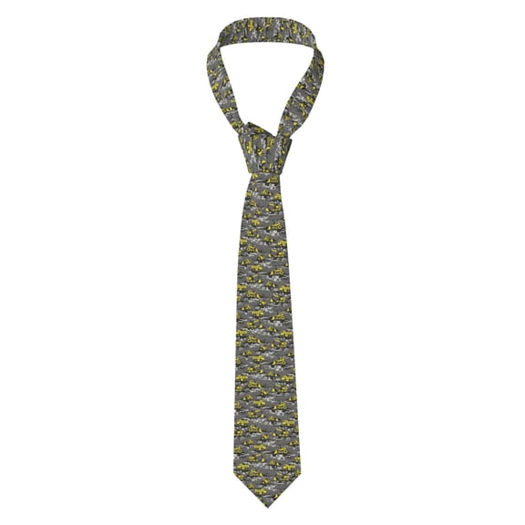 Naloa Modern Yellow Excavator Print Solid Color Tie Formal Necktie for Men,Suitable for business, daily life, work