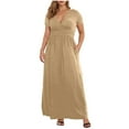 thumbnail image 2 of Lenago Plus Size Summer Dresses for Women 2025 Maxi Dress V-Neck Short Sleeve Dresses for Party Casual Summer Maxi Dresses for Women with Pockets, 2 of 9