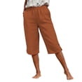 thumbnail image 5 of Long Shorts for Women Linen Capri Pants Womens Plus Size High Elastic Waisted Cropped Pants with Pockets Summer Capris for Women 2026, 5 of 6