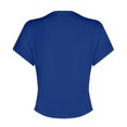 thumbnail image 6 of Women's V Neck Short Sleeve Tops With Built-in Seamed Cup And Double Lined Featuring Fitted Cropped Cut Blue XL, 6 of 7