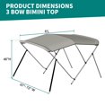 thumbnail image 6 of Lilypelle Bimini Tops for Boat 3 Bow Portable Foldable Bimini Top Oxford Cloth Cover with Aluminum Frame Quick Release Clips for Width 67"-72" Rib,Small Jon Boat,Fishing Boat, Boat,Dinghy, 6 of 8
