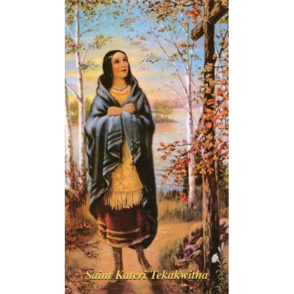 St. Kateri Tekakwitha - Relic Laminated holy card - Blessed by Pope Francis