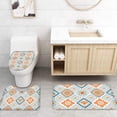thumbnail image 2 of 4PCS Boho Stripe Shower Curtain Set with Non-Slip Rugs, Toilet Lid Cover and Bath Mat, Vingtage Shower Curtain with 12 Hooks, Waterproof Bathroom Decor Set, 2 of 7