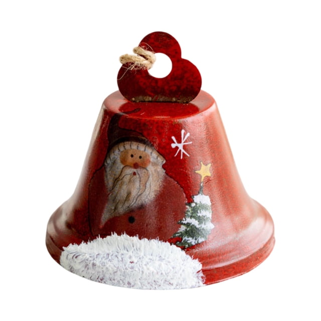 Adornos colgantes festivos en forma de campana: adornos metálicos brillantes con diseño de Papá Noel, duraderos y fáciles de colgar en el árbol de Navidad, la ventana, la puerta o la decoración d...