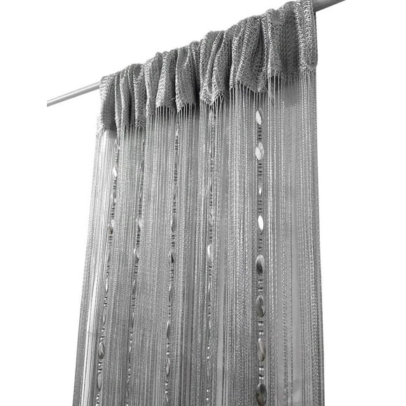 ave split 100cmX200cm Decorative Door String Curtain Beads Wall Panel Fringe Window Room Divider Blind for Wedding Coffee House Restaurant Parts Door Divider Beads Tassel Screen Decoration (silver25)