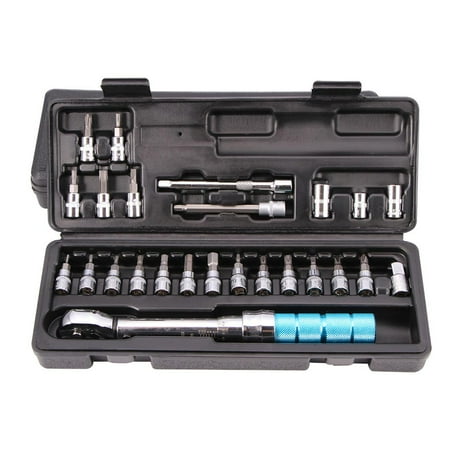 

25Pcs Bicycle Repair Tool Kit Adjustable Torque Wrench Manual Wrench Set 1/4 2-14nm