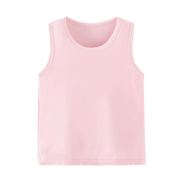 vdgthytj Débardeurs pour Tout-Petits Garçons Filles Été Décontracté Col Rond Sans Manches T-Shirts Couleur Unie Hauts Basiques