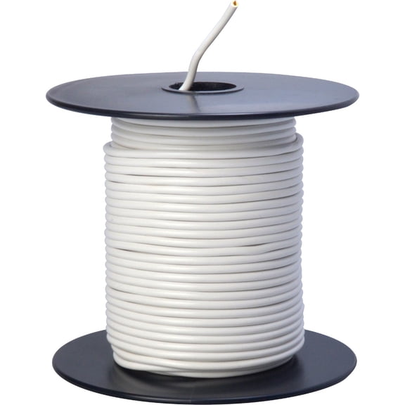 Southwire 55667223 Primary Wire, 18-Gauge Bulk Spool, 100-Feet, White