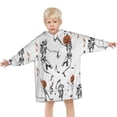 thumbnail image 3 of Halloween Dancing Skeletons and Pumpkins Blanket Hoodies for Kids 6-13YR Oversize Wearable Blanket Hoodies for Boys Girls Teens, 3 of 7