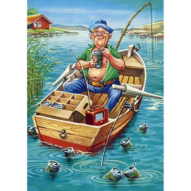 Bordado Decorativo Ygjytge 5D DIY Pesca Hombre Punto Cruz Mosaico Costura