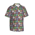 thumbnail image 2 of Balery Daisies Flowers Print Men's Hawaiian Shirts Short Sleeve Beach Shirt Relaxed Fit Vacation Button Down Shirts-Small, 2 of 8