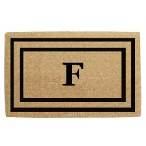 Heavy Duty Coir Door Mat Thin Double Picture Frame, Monogram F - Black 30" x 48"