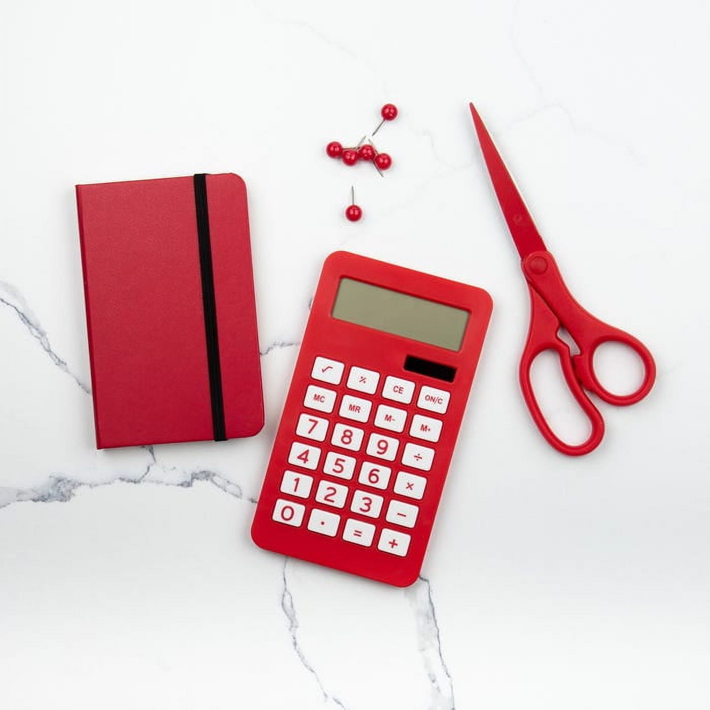 JAM Paper Desktop Calculator, 10 Digit LCD Display, 3 3/4 x 6 3/4 Inches, Red, Bulk 10/Pack
