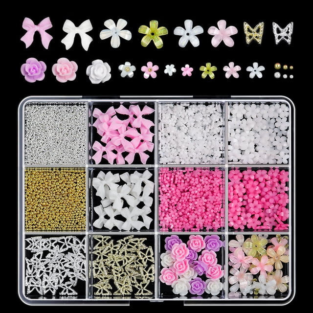 Xihbxyly Juego de Accesorios para Uñas, Pegatinas Decorativas de Perlas, Suministros para Manicura, Manualidades, Decoración de Bodas para Scrapbooking, Perfecto para Mujeres y Niñas, Embalaje Ideal