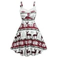 thumbnail image 2 of Uootdi Gift Christmas Cocktail Dress for Women Vintage Swing Dresses Christmas Print Plush Off Shoulder Xmas Holiday Party Sling Dress, 2 of 7