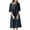 Navy, variant on ZANZEA Cotton Line O-Neck Half Sleeve Side Pockets Mid-Calf Length Dresses Womens