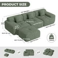 thumbnail image 3 of Hawsaiy 122" Modern L-Shaped Modular Sectional Sofa with Ottoman, 4-Seater Convertible Cloud Couch, Chenille Fabric, No Assembly Required, Green, 3 of 13