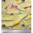 thumbnail image 1 of Soimoi Polyester Crepe Fabric Fruits,Cupcake & Ice Cream Food Printed Craft Fabric by The Yard 42 Inch Wide, 1 of 1
