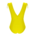 thumbnail image 4 of UTSJKR Deals One Piece Swimsuit for Women Tummy Control Ruched Bathing Suit Sexy High Cut Swimwear V Neck Swim Suit Yellow L, 4 of 7