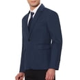 thumbnail image 4 of BLAZER DE HOMBRE INSPIRE CHIC De Un Botón Con Solapa Con Muesca Y Bolsillo De Pecho Frontal 2XL Azul Oscuro, 4 of 5