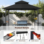 Grezone Outdoor Grill Gazebo Tent BBQ Canopy for Outdoor Grill Shelter BBQ Grill Gazebo Hardtop (L96 x W60 x H101 Inch) Black