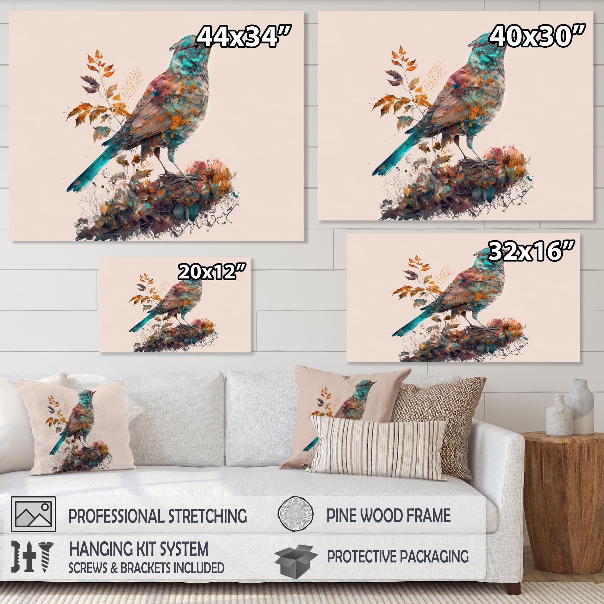 Designart Double Exposure Of A Bird With Nature Landscape I Canvas Wall Art